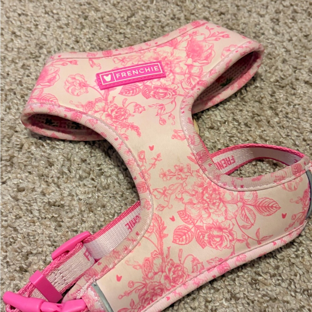 Frenchie Brand Toile Pink Floral Duo Reversible Breathable Harness S - Picture 6 of 6